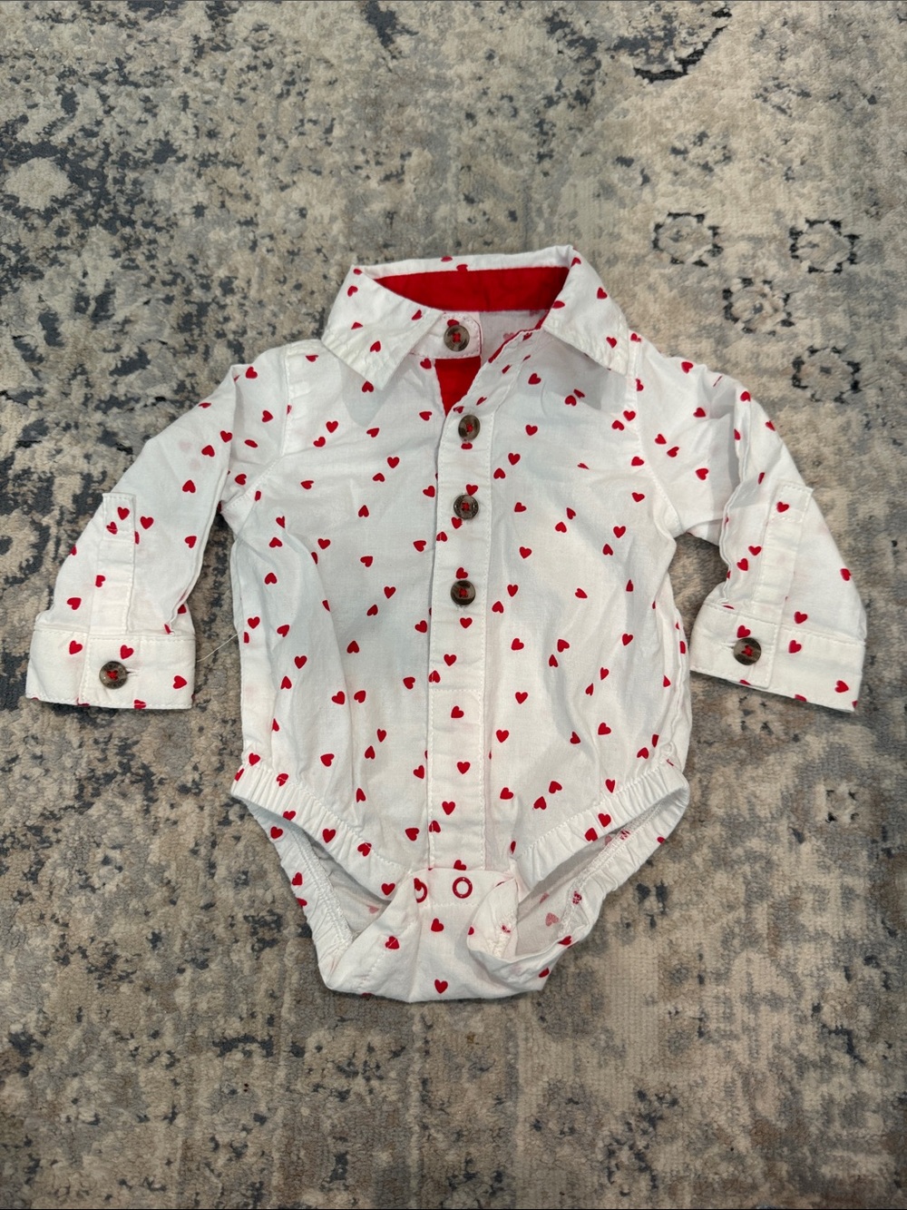 Cat & Jack White Baby Bodysuit with Red Heart Print Valentine’s Day